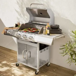 Alice’s Garden Barbecue Au Gaz Inox 4 Brûleurs Dont 1 Feu Latéral 14kw Livraison rapide 10