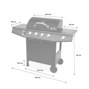 france en ligne Alice’s Garden Barbecue Au Gaz Noir 6 Brûleurs Avec Feu Latéral 18