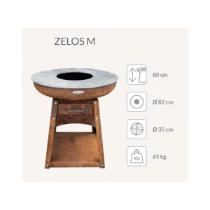 Remundi Barbecue Brasero En Acier Zelos Hauteur 80 Cm Diamètre 82 Cm Nouveau 8