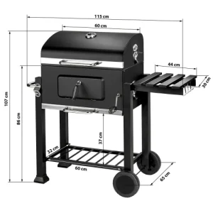 Tectake Barbecue Charbon Avec Grille à Hauteur Réglable Noir Nouveau 16