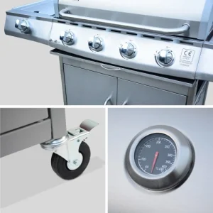 Alice’s Garden Barbecue Gaz Inox 17kw, 5 Brûleurs Dont 1 Feu site en ligne 16