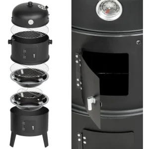 Pas Cher soldes France Tectake Barbecue Vertical 3 En 1 Fumoir Noir 10