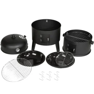 Pas Cher soldes France Tectake Barbecue Vertical 3 En 1 Fumoir Noir 12