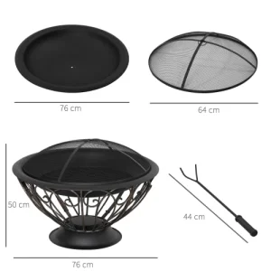 magasin en ligne france OUTSUNNY Brasero Boule De Feu Grille Charbon Couvercle Tisonnier Housse 8