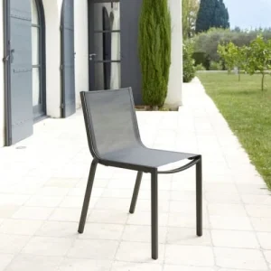 Livraison internationale Arcane Chaise Aluminium Et Textilène Empilable Gris Anthracite 10