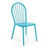 fashion pas cher Oviala Chaise Bistrot De Jardin En Métal Bleu 22