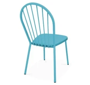 fashion pas cher Oviala Chaise Bistrot De Jardin En Métal Bleu 18