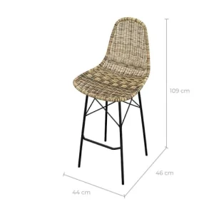 Rendez Vous Déco Chaise De Bar 76 Cm En Résine Tressée Beige (lot De 2) achat 10