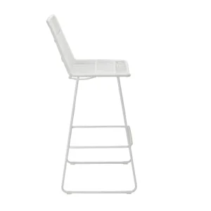 pas cher en vente Now’s Home Chaise De Bar D’extérieur Tressée En Polyprolylène Et Métal Blanc 16