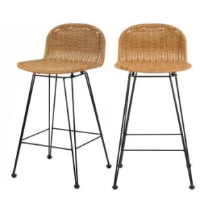 Authentic Original licence Rendez Vous Déco Chaise De Bar Mi-hauteur 63 Cm En Résine Tressée Noire (x2) 16