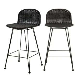 Authentic Original licence Rendez Vous Déco Chaise De Bar Mi-hauteur 63 Cm En Résine Tressée Noire (x2) 18