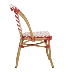 Rotin Design Chaise De Bistrot En Résine Tressée Rouge Livraison gratuite 9