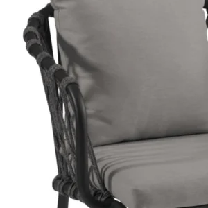 Gescova Chaise De Jardin Avec Accoudoirs En Alu Noir Et Oléfine Grise vente pas cher en ligne 7