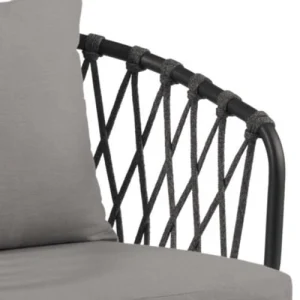 Gescova Chaise De Jardin Avec Accoudoirs En Alu Noir Et Oléfine Grise vente pas cher en ligne 9