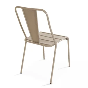 Distributeur Officiel Oviala Chaise De Jardin Bistrot En Métal Taupe 10