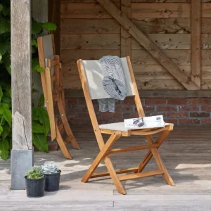 BOIS DESSUS BOIS DESSOUS Chaise De Jardin En Acacia Massif Et Textilène Gris prix le plus bas 10