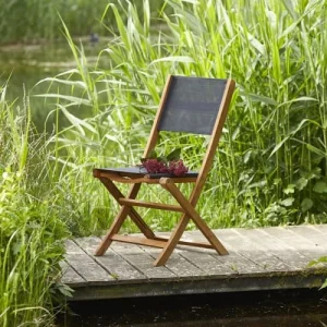 BOIS DESSUS BOIS DESSOUS Chaise De Jardin En Acacia Massif Et Textilène Noir achat pas cher 8