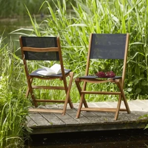 BOIS DESSUS BOIS DESSOUS Chaise De Jardin En Acacia Massif Et Textilène Noir achat pas cher 10