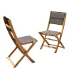 grande promotion BOIS DESSUS BOIS DESSOUS Chaise De Jardin En Acacia Massif Et Textilène Noir Pliante (lot De 2) 20