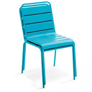 Prix très abordable Oviala Chaise De Jardin En Métal Bleu 14