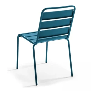 Oviala Chaise De Jardin En Métal Bleu Pacific Officielle 10