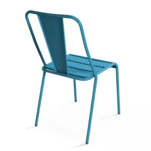 mode Oviala Chaise De Jardin En Métal Bleu Pacific 16