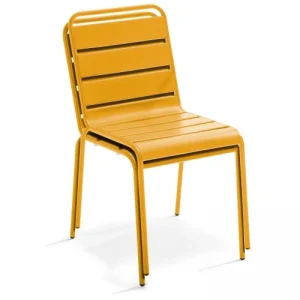 Oviala Chaise De Jardin En Métal Jaune qualité supérieure 14