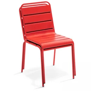 outlet Oviala Chaise De Jardin En Métal Rouge 16