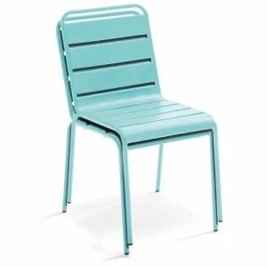 magasin en ligne Oviala Chaise De Jardin En Métal Turquoise 12