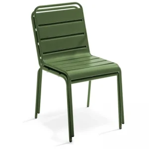 Oviala Chaise De Jardin En Métal Vert Cactus Livraison rapide 14