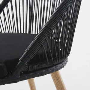 Maisons Du Monde Chaise De Jardin En Résine Tressée Noire Et Métal Imitation Bois soldes de Noël 12