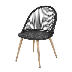 Maisons Du Monde Chaise De Jardin En Résine Tressée Noire Et Métal Imitation Bois soldes de Noël 10