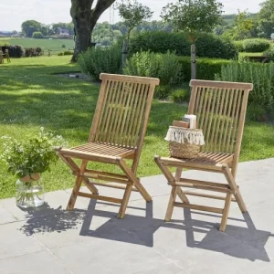 BOIS DESSUS BOIS DESSOUS Chaise De Jardin En Teck Huilé Massif Pliante (lot De 2) prix abordable 8