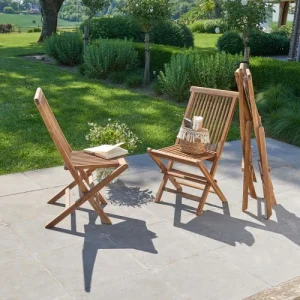 boutique en france BOIS DESSUS BOIS DESSOUS Chaise De Jardin En Teck Huilé Massif Pliante (lot De 4) 10