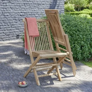 en solde BOIS DESSUS BOIS DESSOUS Chaise De Jardin En Teck Massif Pliante 12