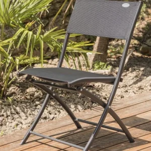 Dcb Garden Chaise De Jardin Pliante En Aluminium Et Toile Plastifiée Noire magasin 8