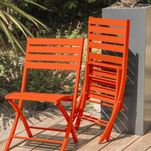 Dcb Garden Chaise De Jardin Pliante En Aluminium Orange Vente 13