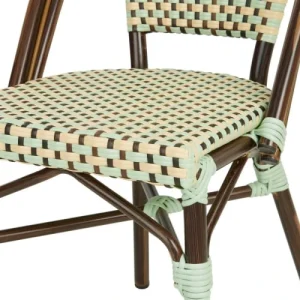 Rotin Design Chaise De Terrasse Vintage En Résine Tressée Verte Et Beige destockage 13