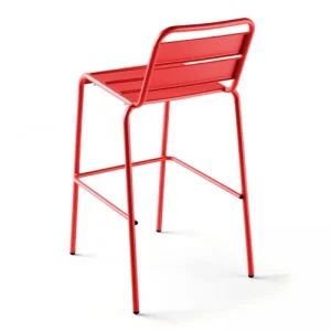 Oviala Chaise Haute De Jardin En Métal Rouge mode pas cher 10