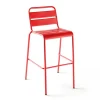 Oviala Chaise Haute De Jardin En Métal Rouge mode pas cher 17