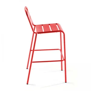 Oviala Chaise Haute De Jardin En Métal Rouge mode pas cher 14