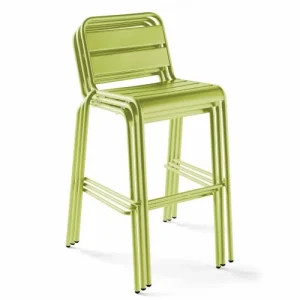 boutique en ligne Oviala Chaise Haute De Jardin En Métal Vert 18