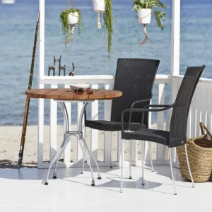 Sika-Design Chaise Repas Empilable En Acier Et Fibre Synthétique Noire à prix promos 8