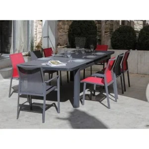 marques pas cher Proloisirs Chaises De Jardin Empilables Delia (lot De 2) Gris, Rouge 9