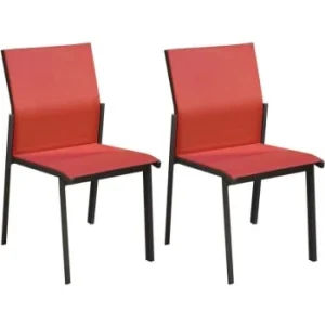 marques pas cher Proloisirs Chaises De Jardin Empilables Delia (lot De 2) Gris, Rouge 13