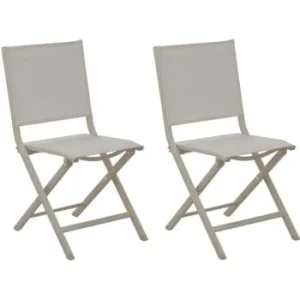 boutique pas cher Proloisirs Chaises Jardin Pliantes En Aluminium (Lot De 2) Crème 15