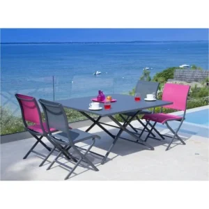 Proloisirs Chaises Pliante Jardin En Aluminium Elegance (lot De 2) Gris site pas cher 8