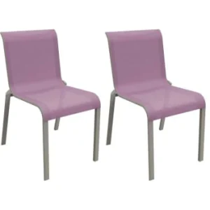 Proloisirs Chaises Pour L’extérieur En Aluminium (Lot De 2) Taupe Et Lilas en vente 16