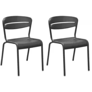 Retour Gratuit Proloisirs Chaises Terrasse En Aluminium Haora (lot De 2) Graphite 18