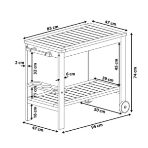 Boutique Beliani Chariot De Barbecue En Bois 12